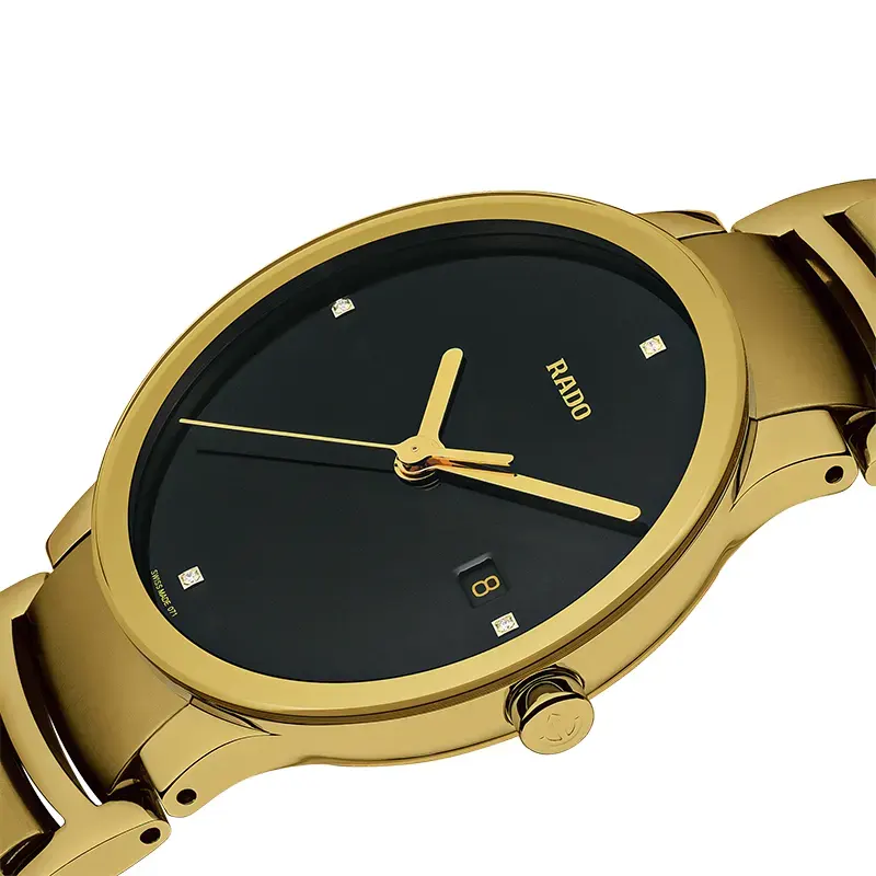 Rado Centrix Yellow Gold-tone with Diamond Markers Men's Watch- R30527713